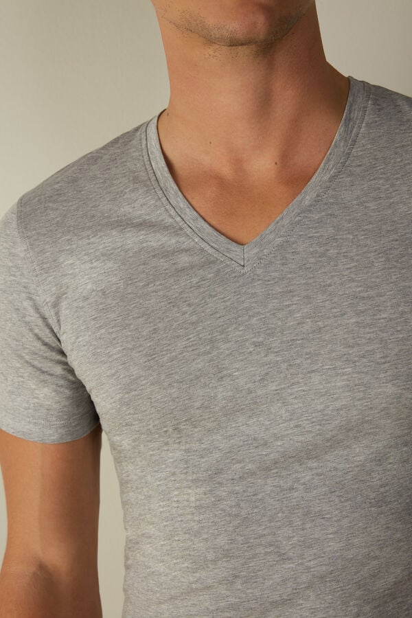 Intimssimi V-neck T-shirt in Stretch Supima® Cotton Grey | PILQX94970