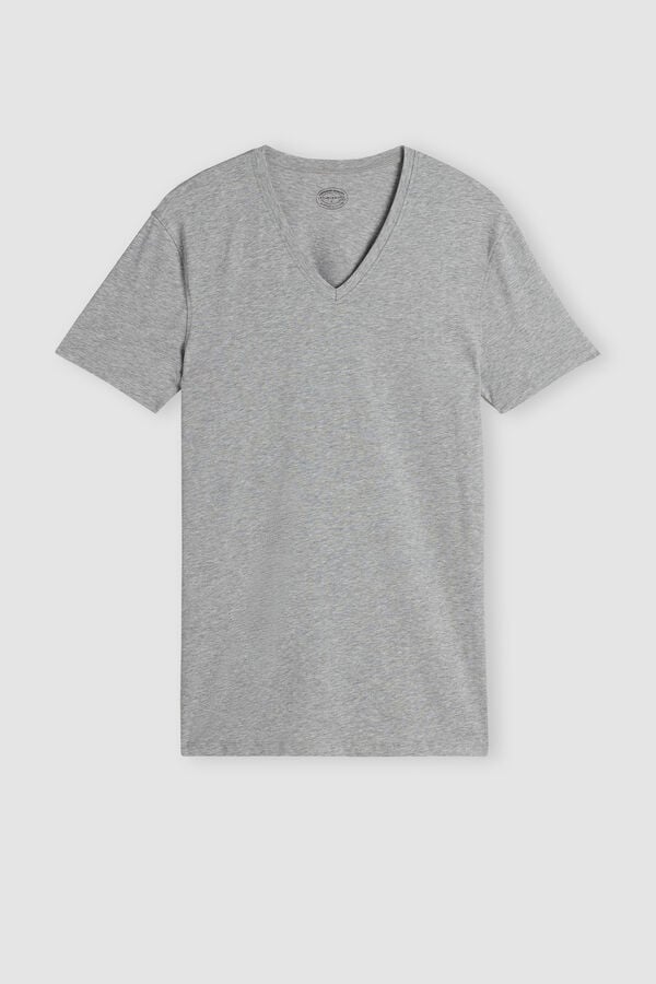 Intimssimi V-neck T-shirt in Stretch Supima® Cotton Grey | PILQX94970