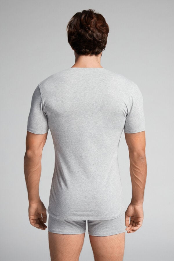 Intimssimi V-neck T-shirt in Stretch Supima® Cotton Grey | TILPQ53407