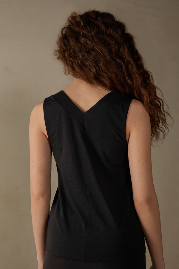 Intimssimi V-neck Top in Supima® Ultrafresh Cotton Black | ILCIF28757