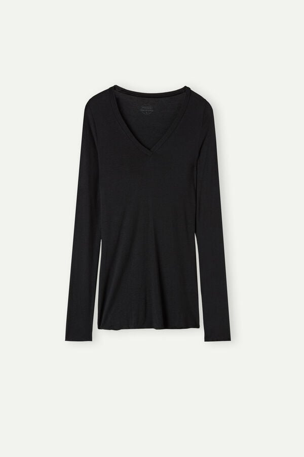 Intimssimi V-neck top in Modal Ultralight with Cashmere Black | FILUI24867