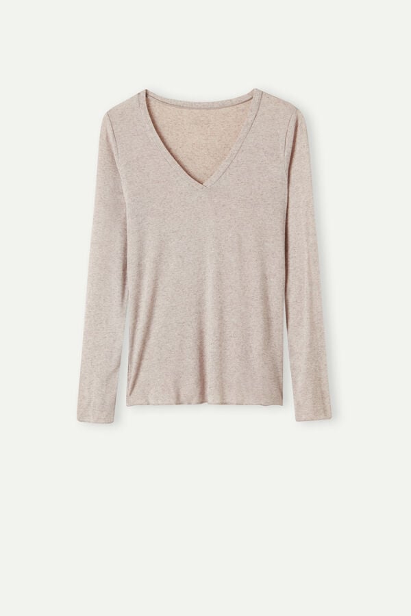 Intimssimi V-neck top in Modal Ultralight with Cashmere Natural | QILUV21284