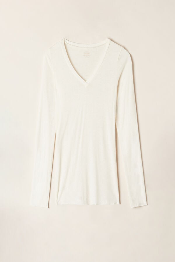 Intimssimi V-neck top in Modal Ultralight with Cashmere White | XILBH77847