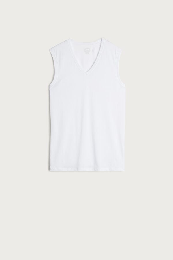 Intimssimi Wide-Strap Supima Cotton Tank Top White | AILWC89298