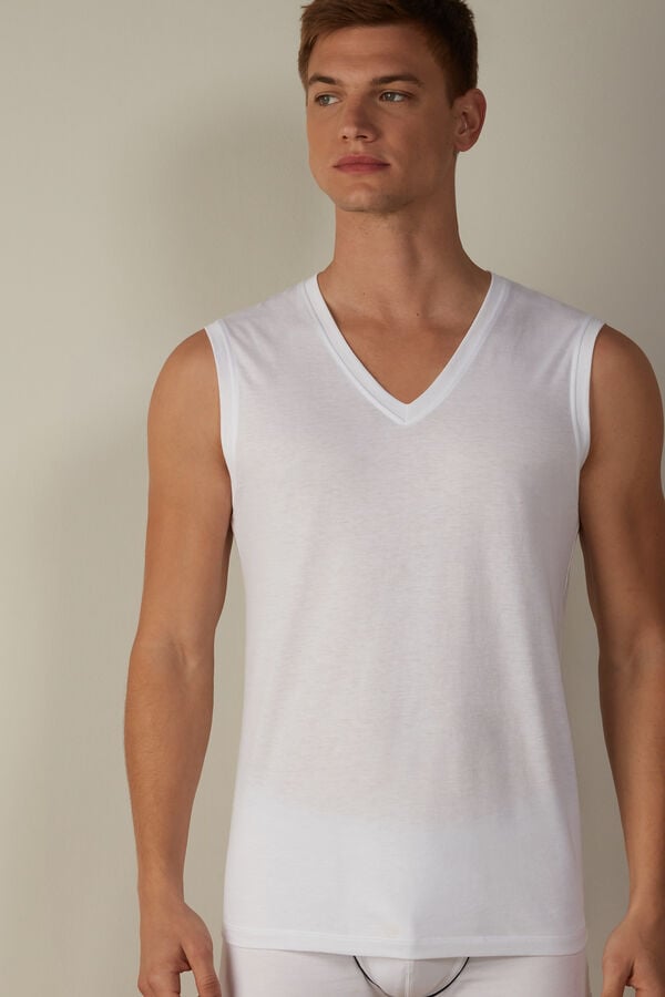 Intimssimi Wide-Strap Supima Cotton Tank Top White | AILWC89298