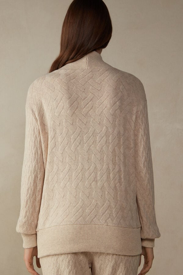 Intimssimi Winter Braid Long Sleeve Jacquard Cardigan Natural | ILDYB38853