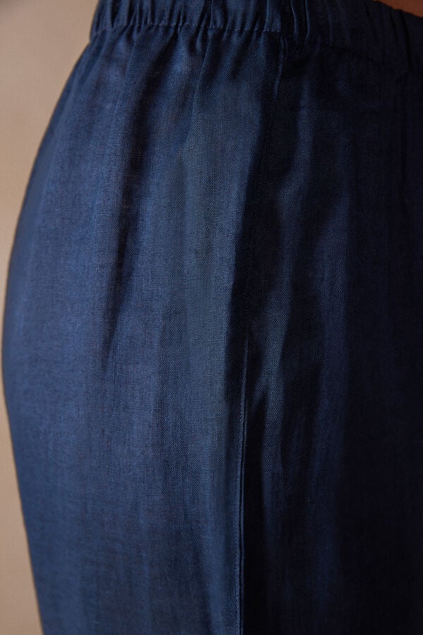 Intimssimi Yacht Night Linen Pants Blue | ILJVR15411