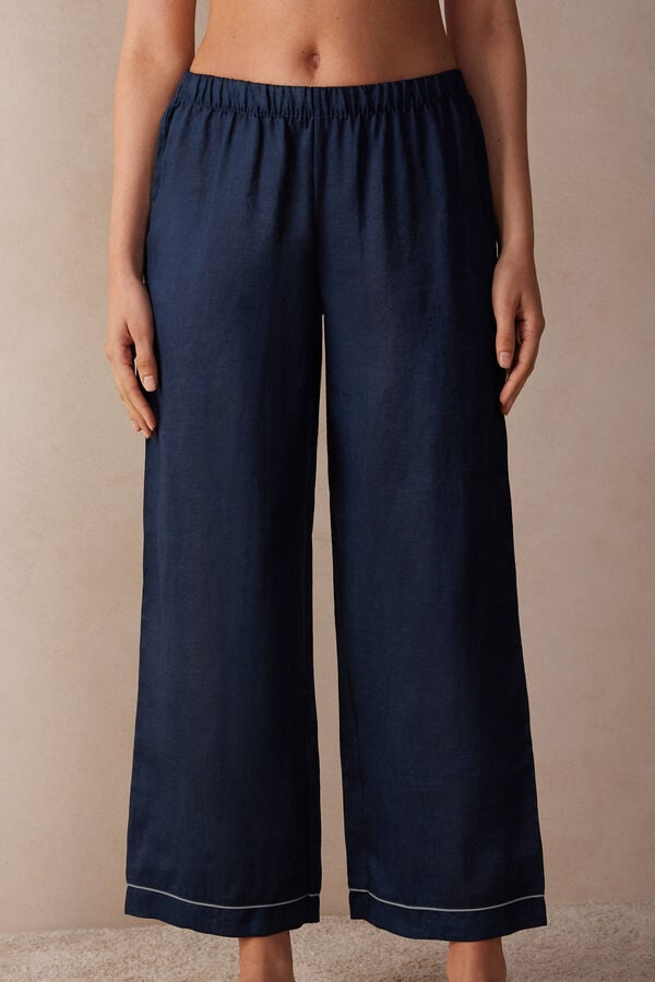 Intimssimi Yacht Night Linen Pants Blue | ILJVR15411