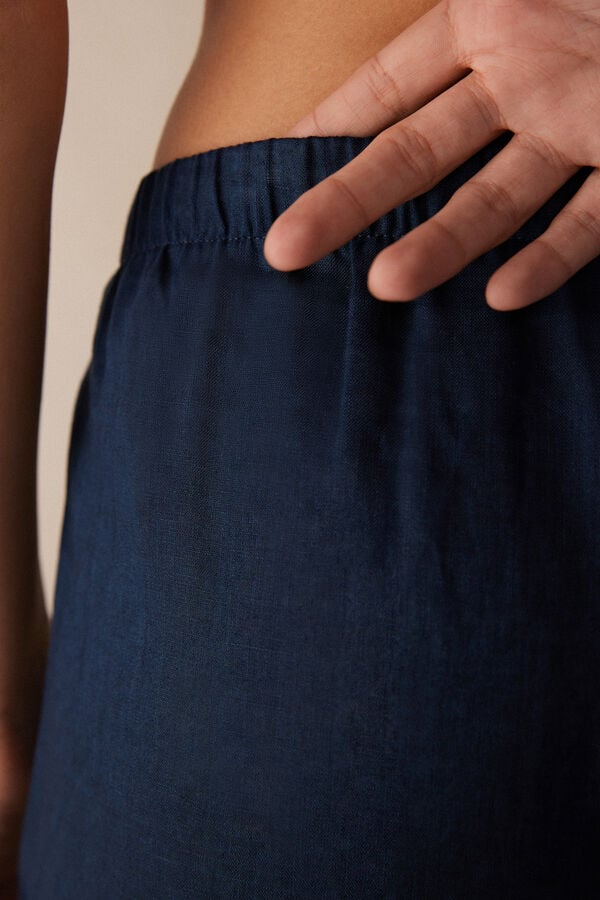 Intimssimi Yacht Night Linen Shorts Blue | EILVG71172