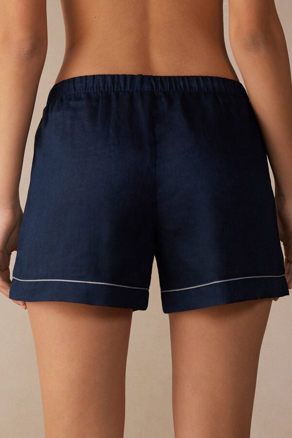 Intimssimi Yacht Night Linen Shorts Blue | EILVG71172