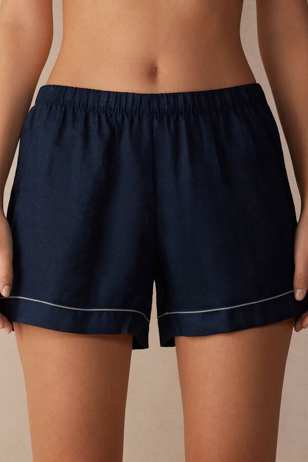 Intimssimi Yacht Night Linen Shorts Blue | EILVG71172