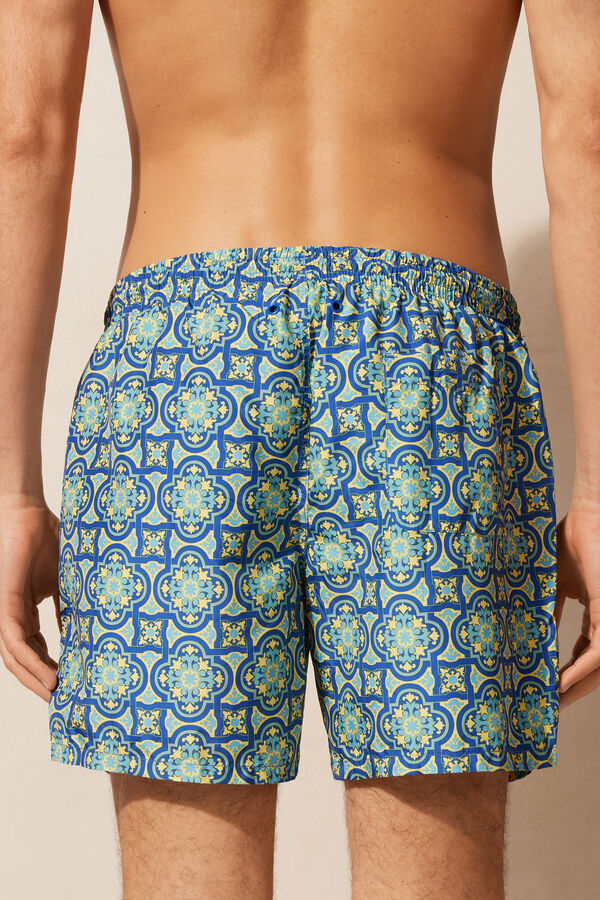 Intimssimi Yellow Majolica Print Swim Trunks Blue | PILER95728