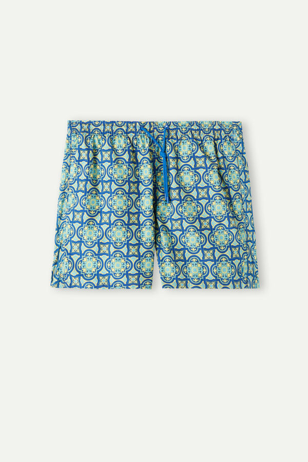 Intimssimi Yellow Majolica Print Swim Trunks Blue | PILER95728